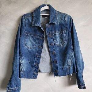 Kut from the Kloth Brene Denim Jean Jacket Size S Raw Hem Trucker
